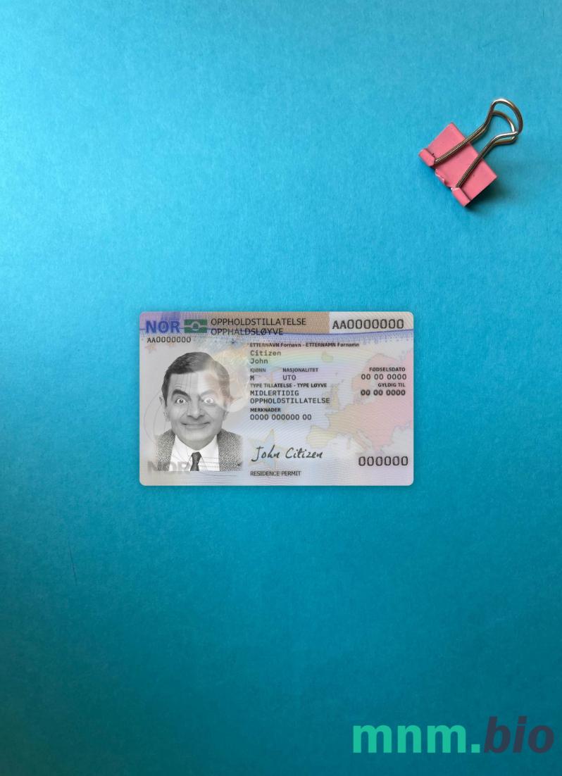 Norway residence card photo look, scan look i fotorealistyczny wygląd, 2 w 1